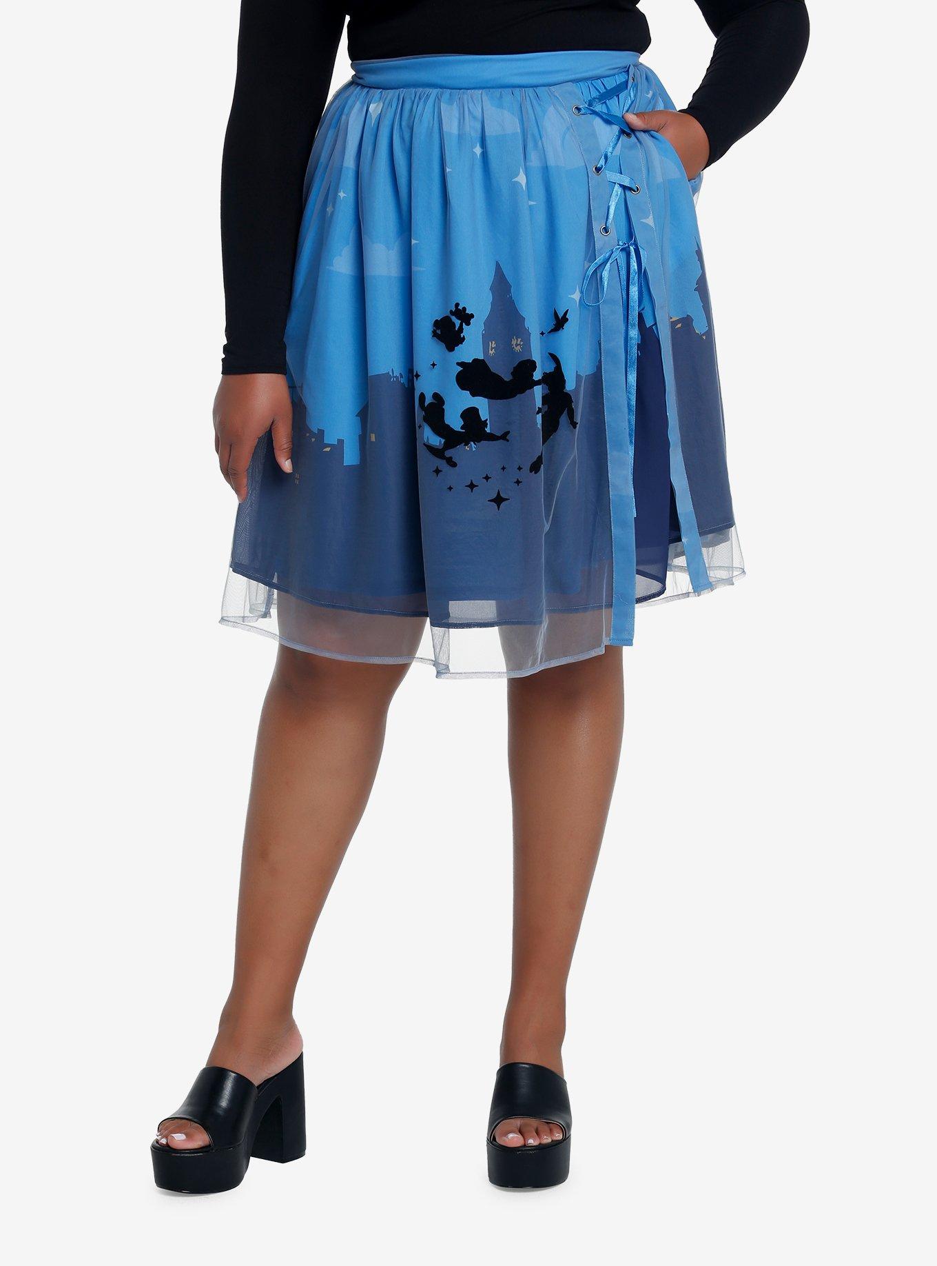 Disney Peter Pan Night Sky Lace-Up Skirt Plus Size, BLUE, hi-res