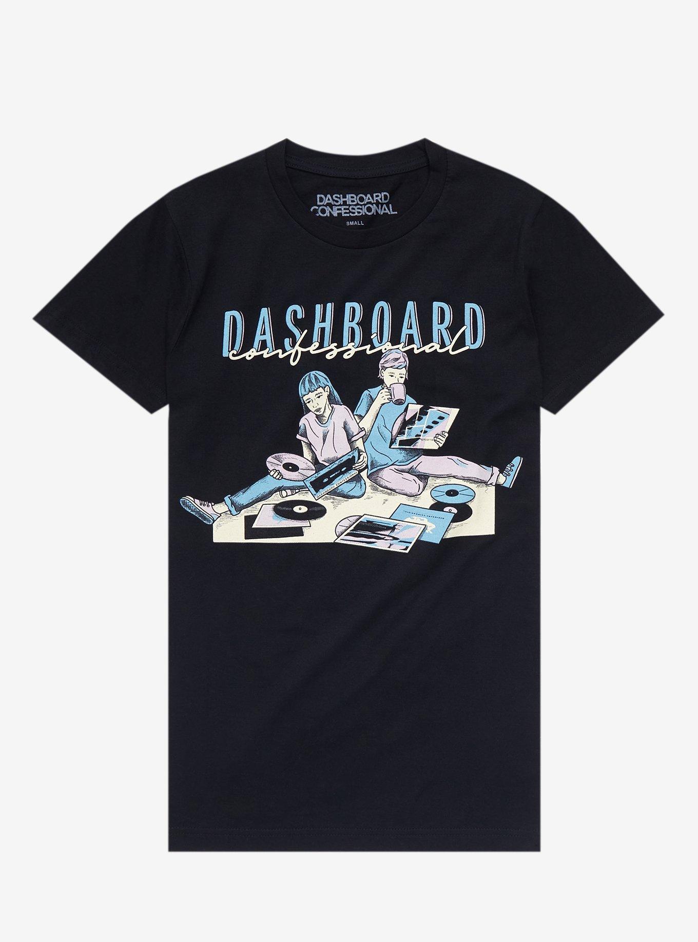 Dashboard Confessional Record Party Boyfriend Fit Girls T-Shirt, BLACK, hi-res