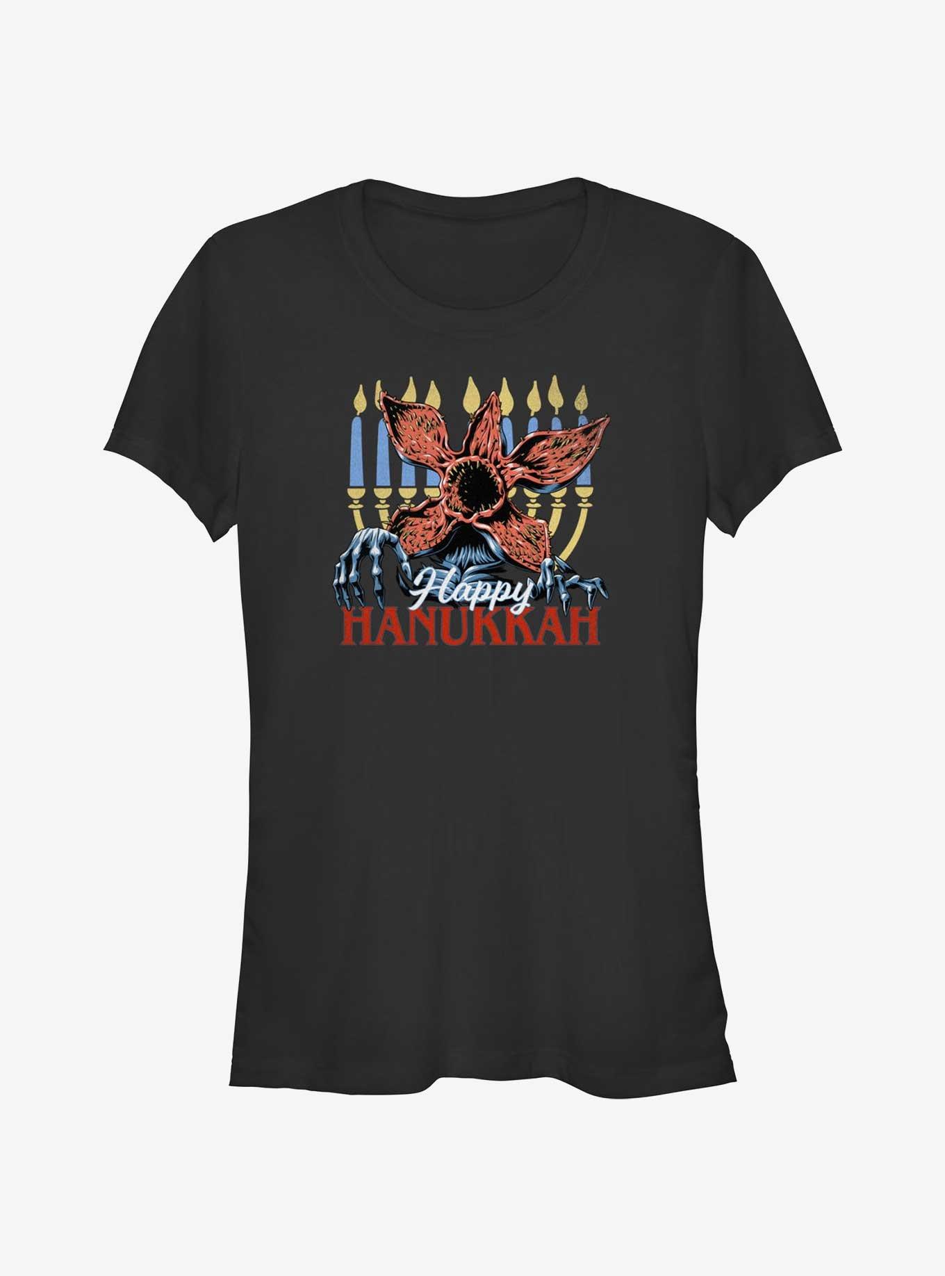 Stranger Things Demogorgon Happy Hanukkah Girls T-Shirt, BLACK, hi-res