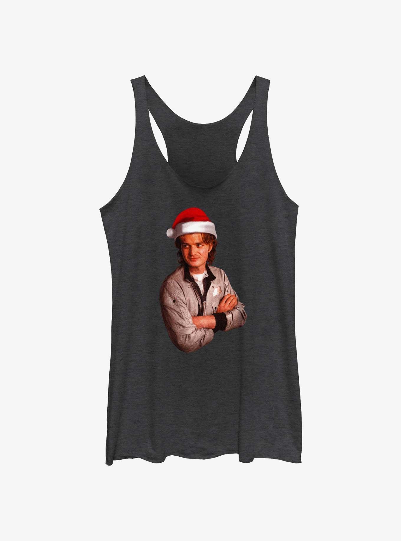 Stranger Things Santa Steve Girls Tank, BLK HTR, hi-res