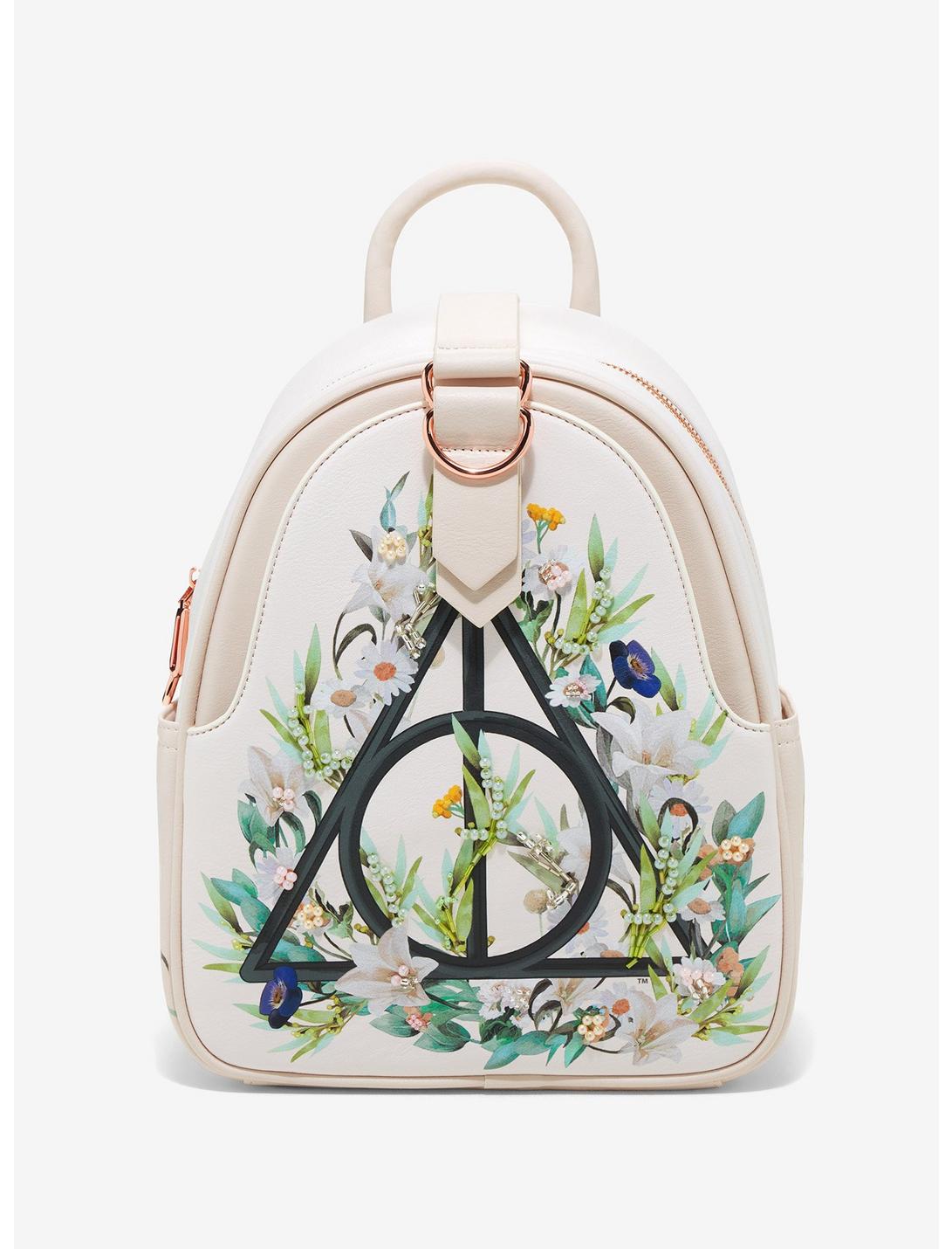 Our Universe Harry Potter Floral Deathly Hallows Mini Backpack - BoxLunch Exclusive, , hi-res