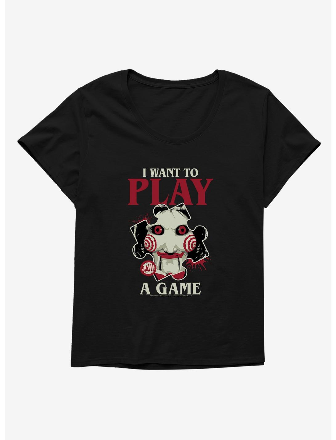 Saw I Want To Play A Game Womens T-Shirt Plus Size, BLACK, hi-res