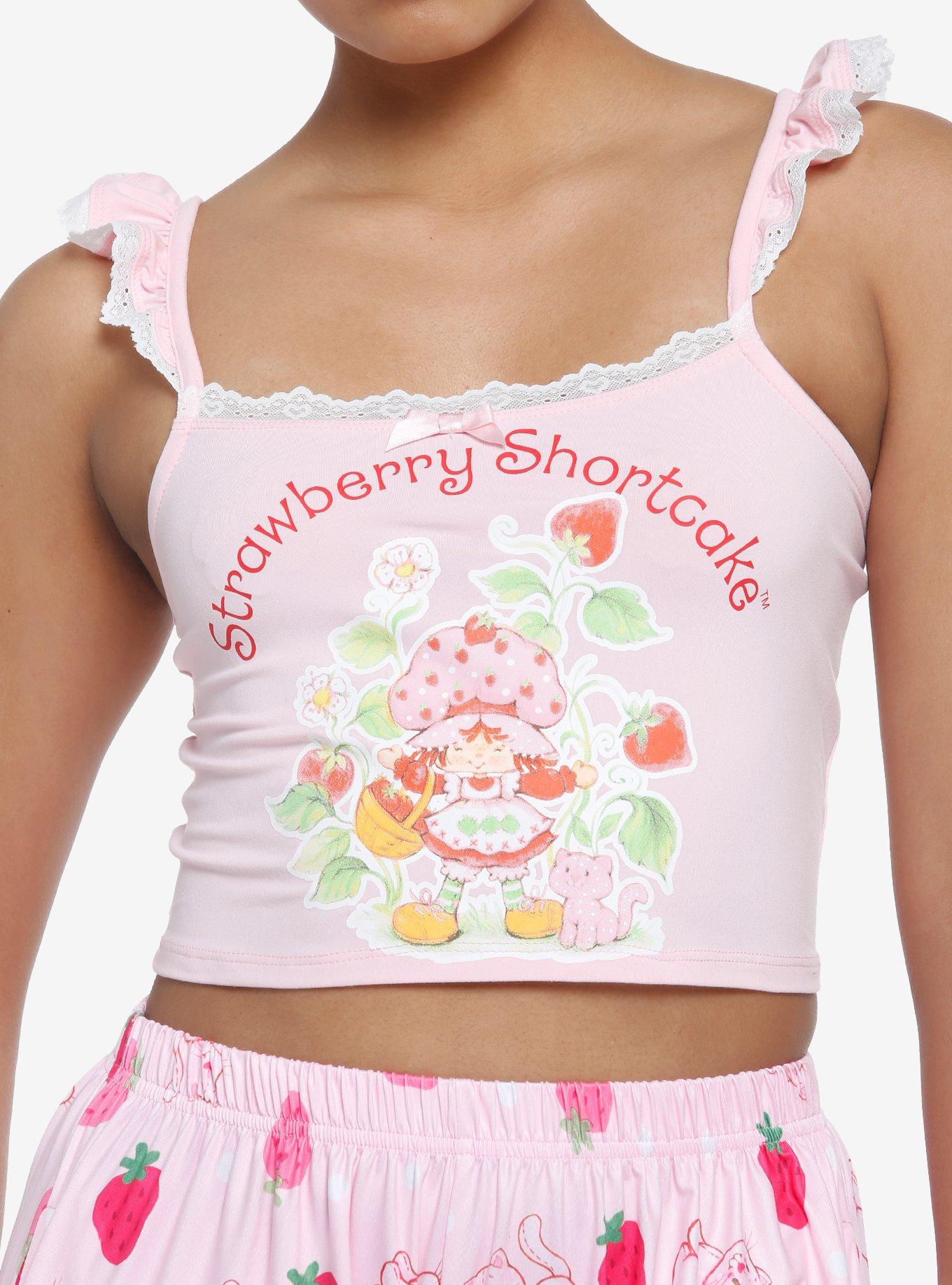 Cute Strawberry Lace Trim Tank Top