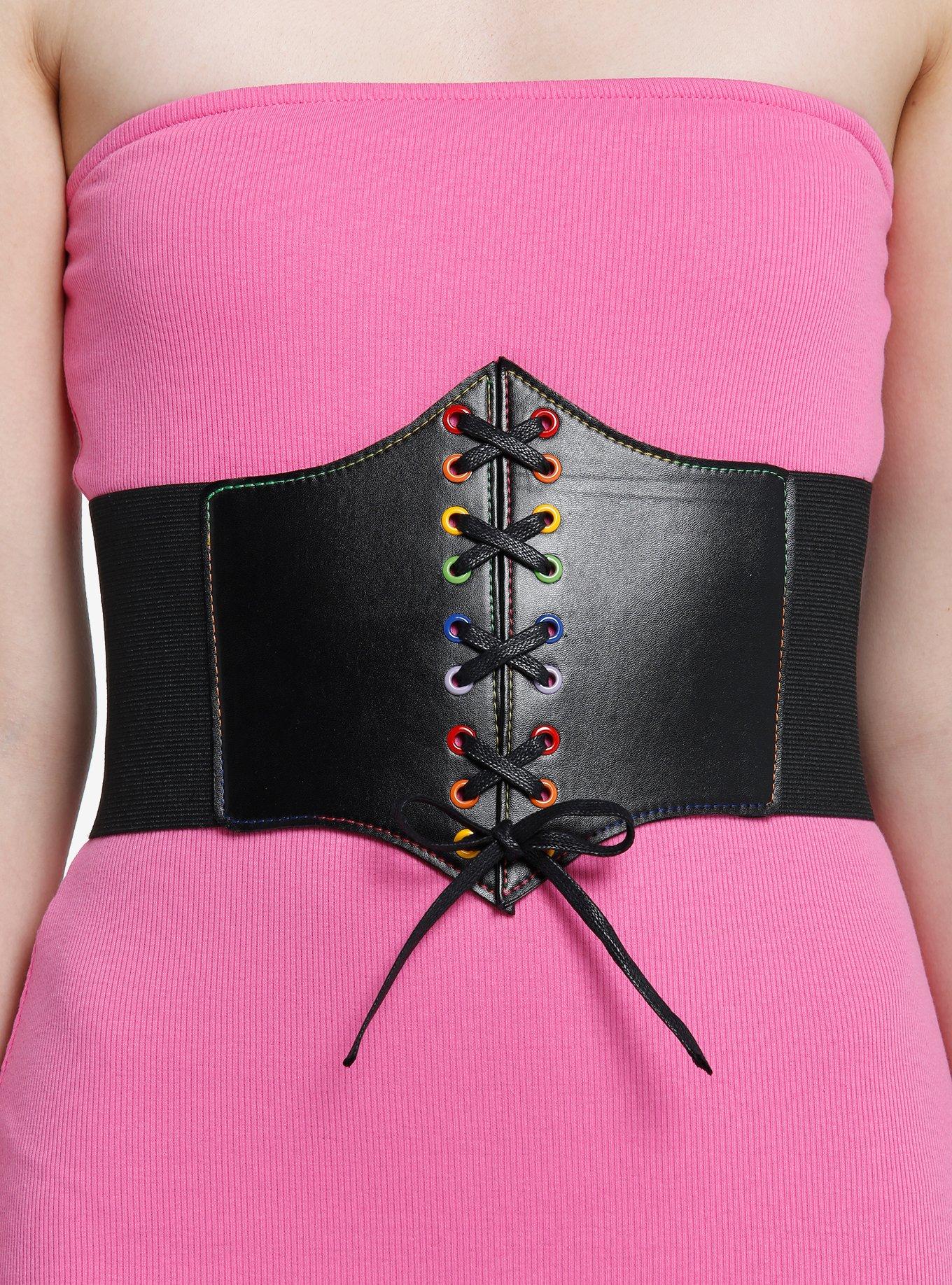 Rainbow Grommets Lace-Up Corset