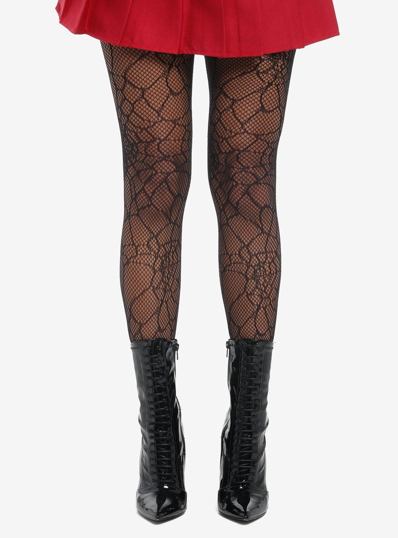 Black Fishnet Spiderweb Tights