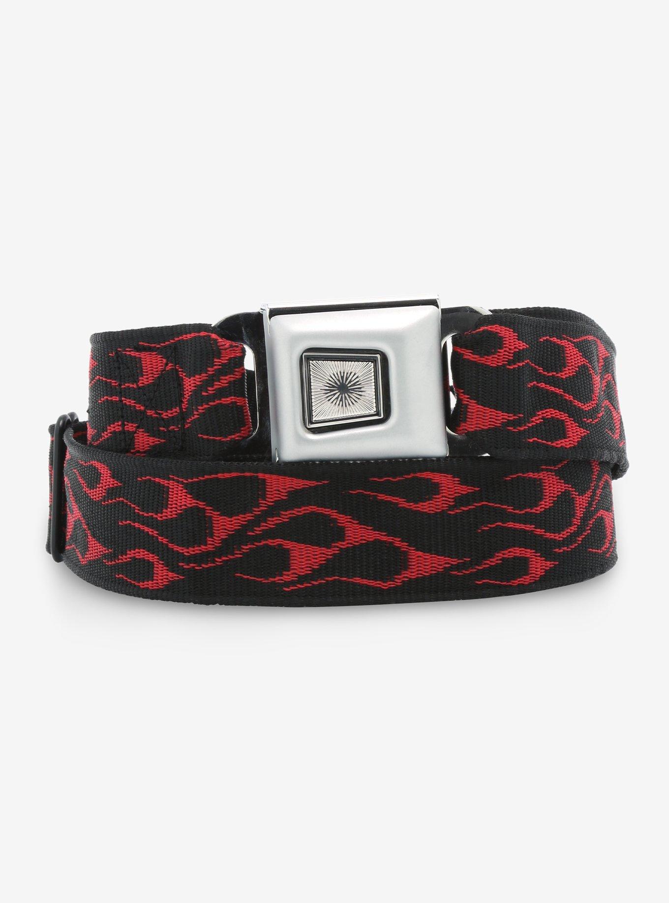 Buckle-Down Red Flames Seat Belt Belt, , hi-res