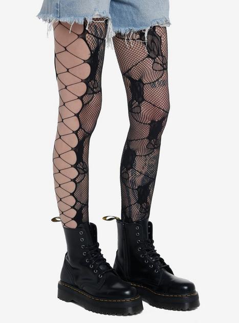 Black Floral Fishnet Cutout Tights | Hot Topic