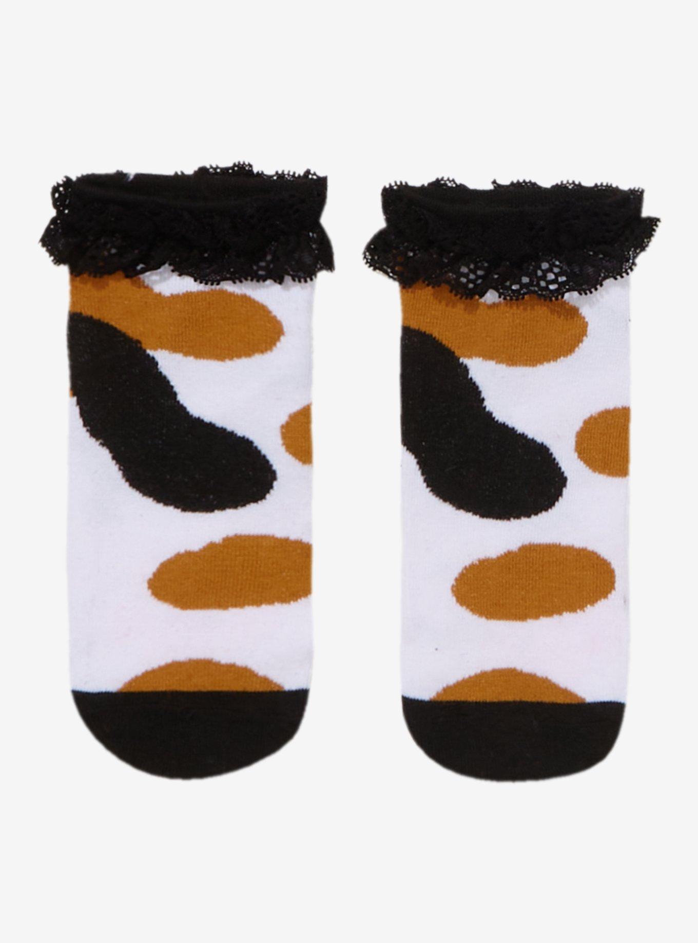 Calico Cat Lace Ankle Socks, , hi-res