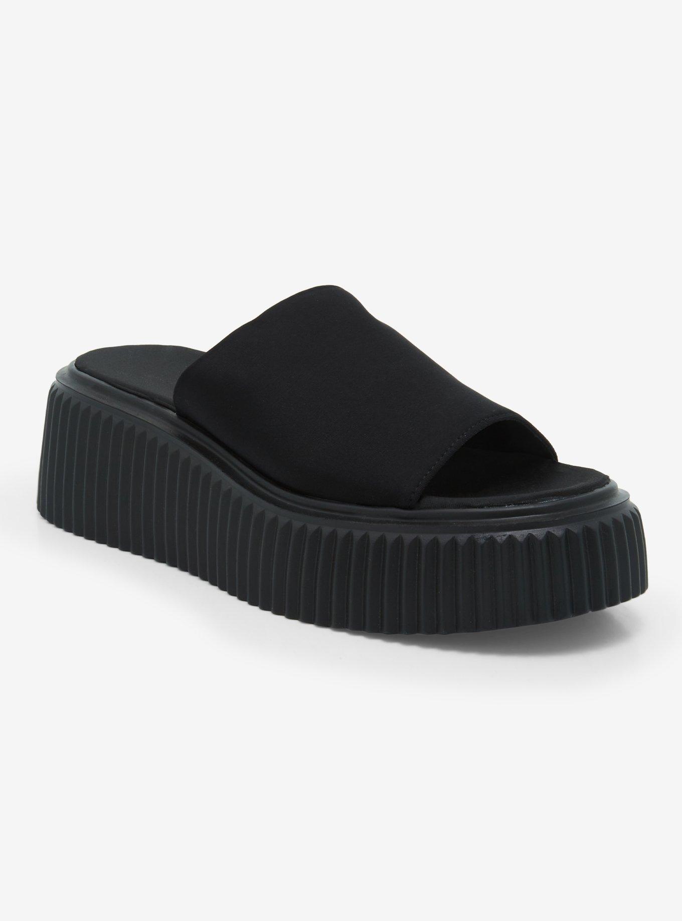 Black Slip-On Platform Sandal | Hot Topic