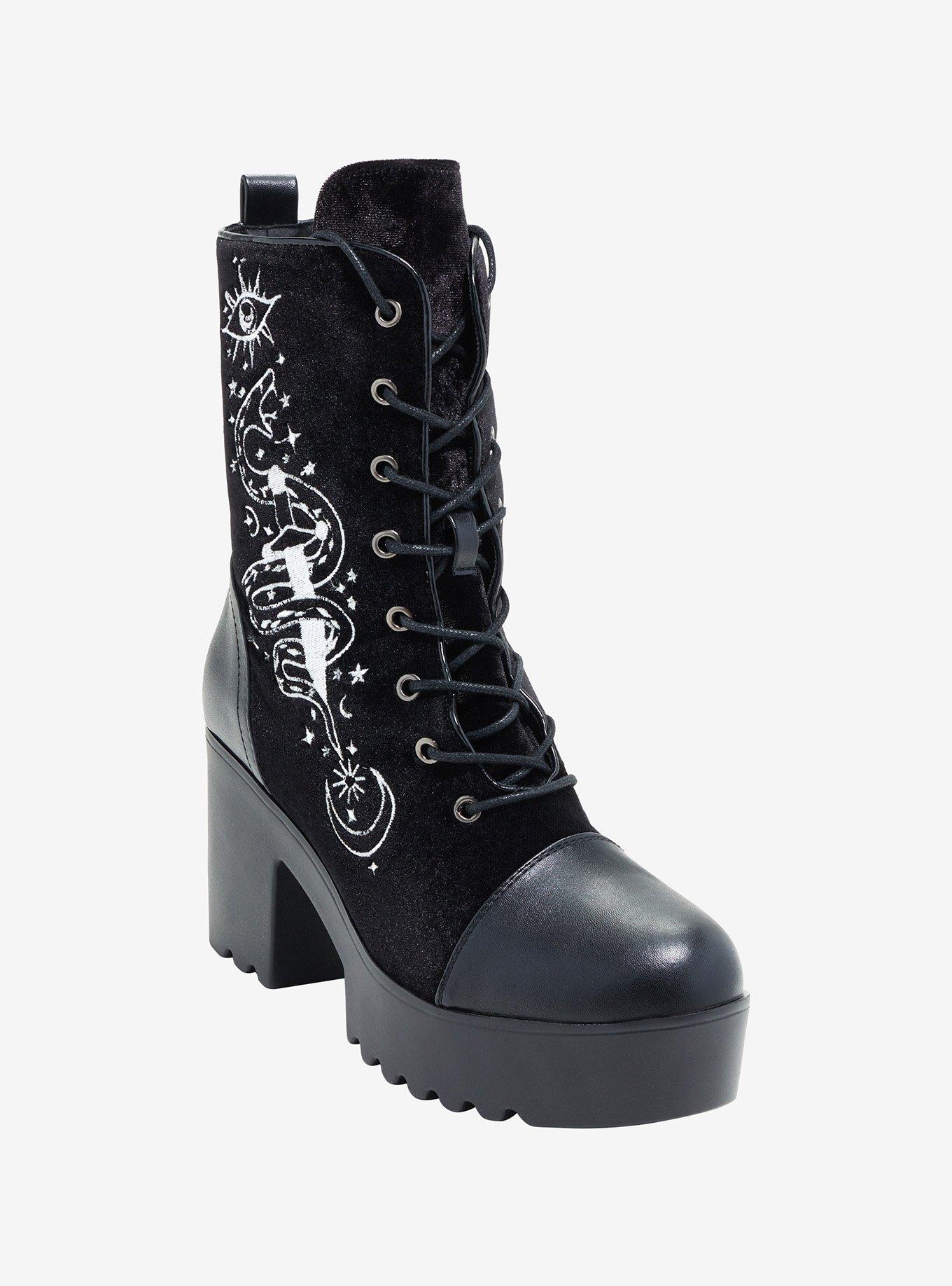 Snake Dagger Velvet Platform Boots, MULTI, hi-res