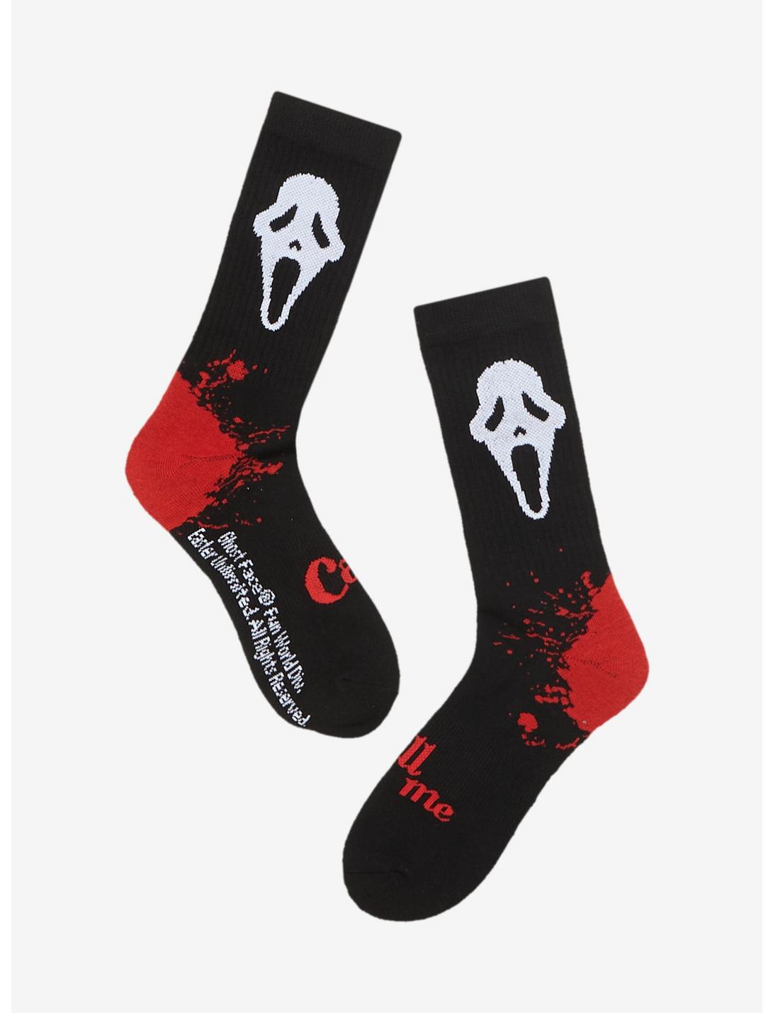 Scream Ghost Face Bloody Heel Crew Socks, , hi-res