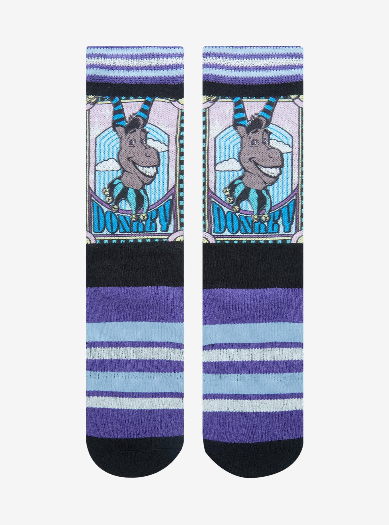 Shrek Donkey Jester Striped Crew Socks, , hi-res