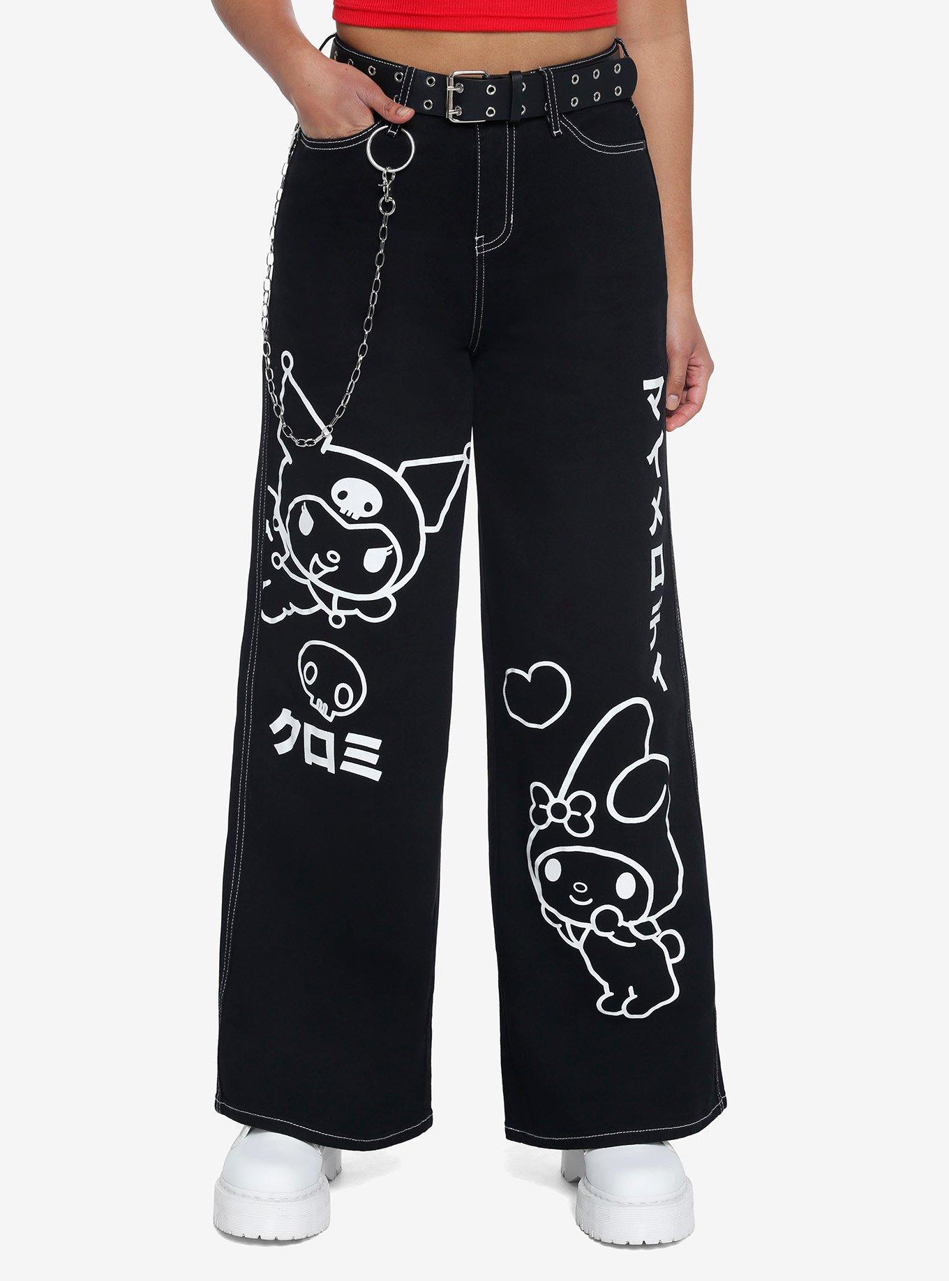 Hot Topic Black Punk Icons Wide Leg Pants