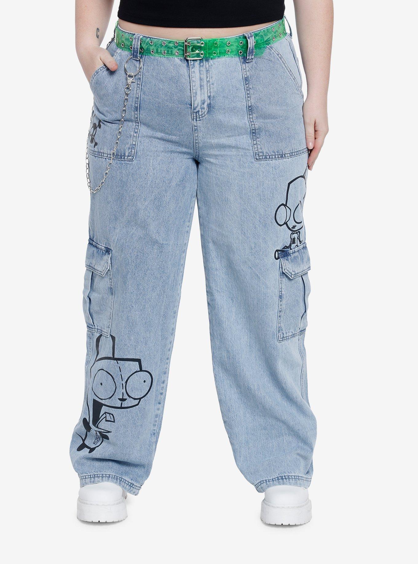 Invader Zim GIR Wide Leg Denim Pants Plus Size, MULTI, hi-res