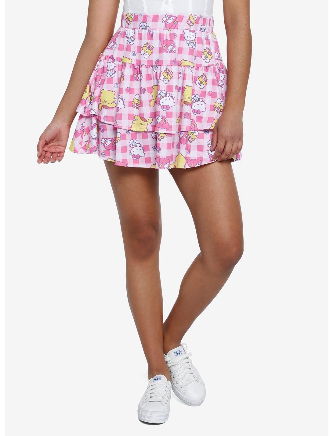 Hello Kitty And Friends Checkered Tiered Mini Skirt, MULTI, hi-res