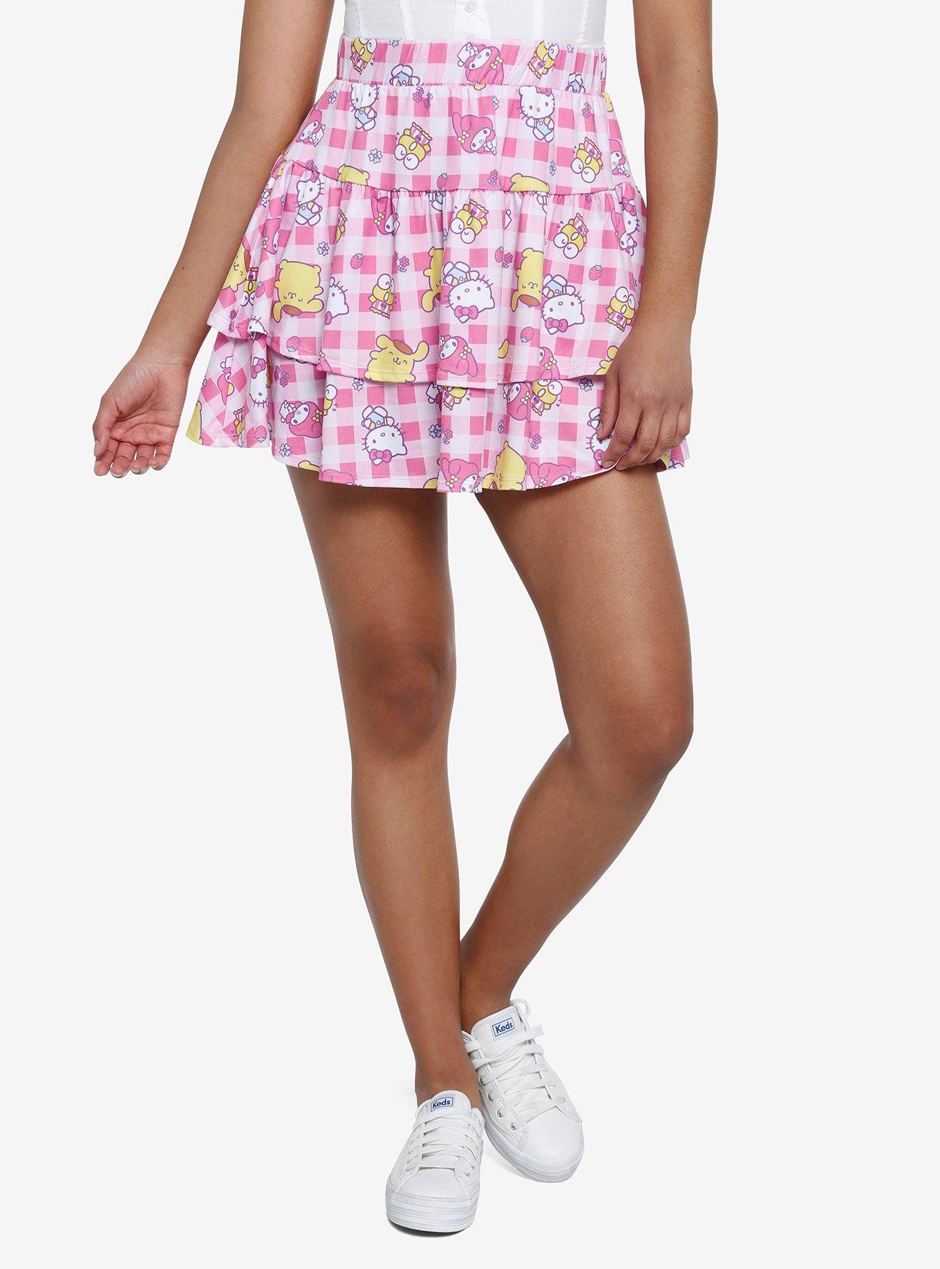 Hello Kitty And Friends Checkered Tiered Mini Skirt, MULTI, hi-res