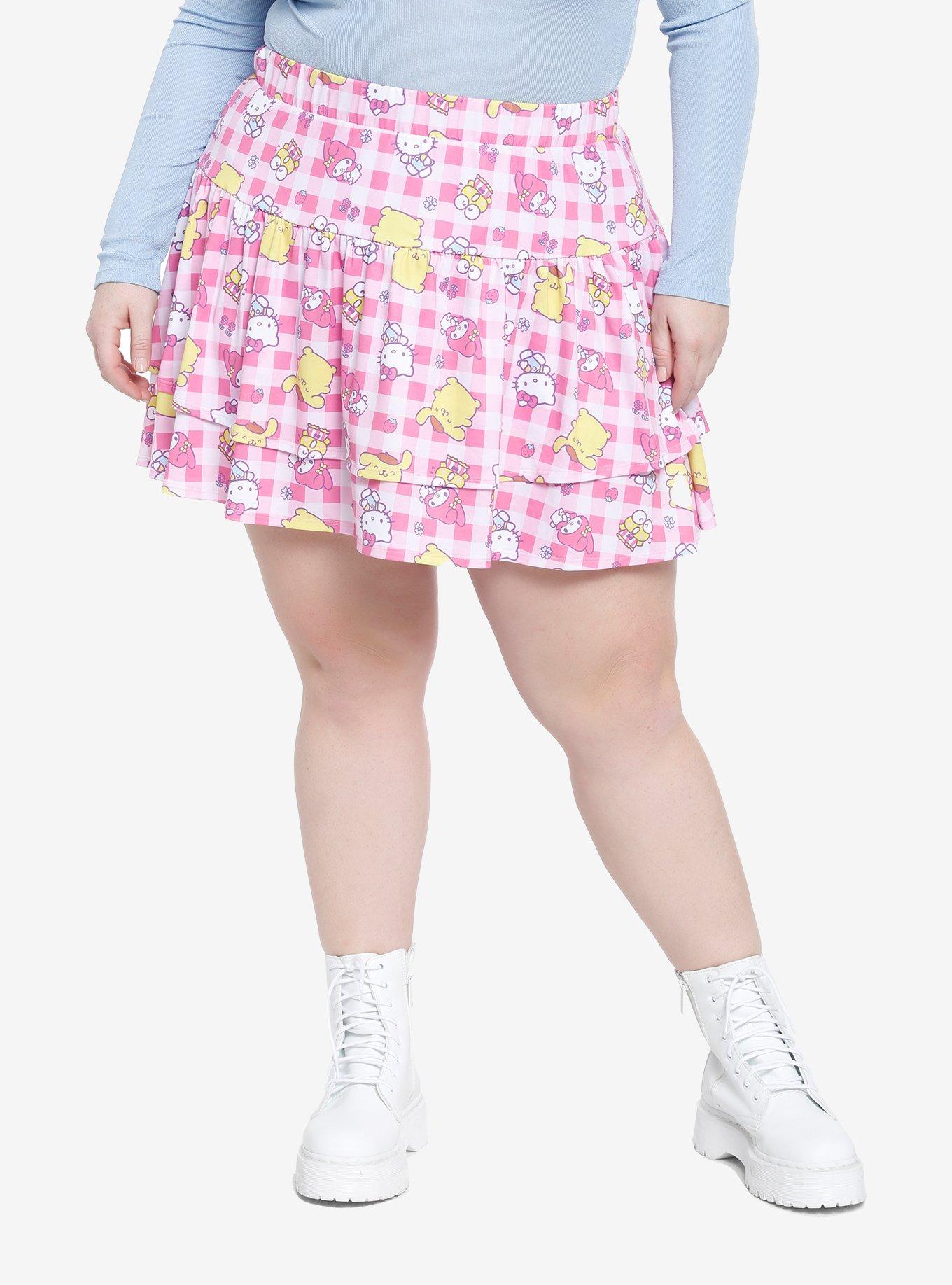 Hello Kitty And Friends Checkered Tiered Mini Skirt Plus
