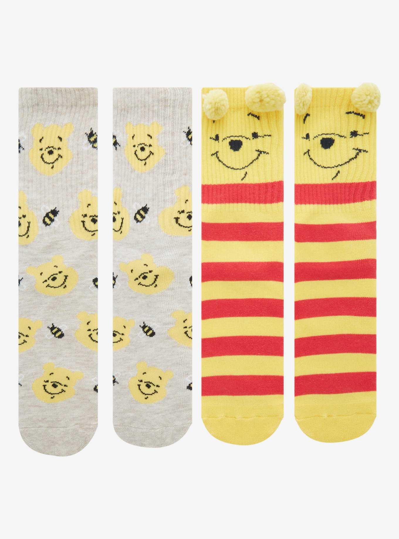 Disney Winnie The Pooh Pom Crew Socks 2 Pair, , hi-res