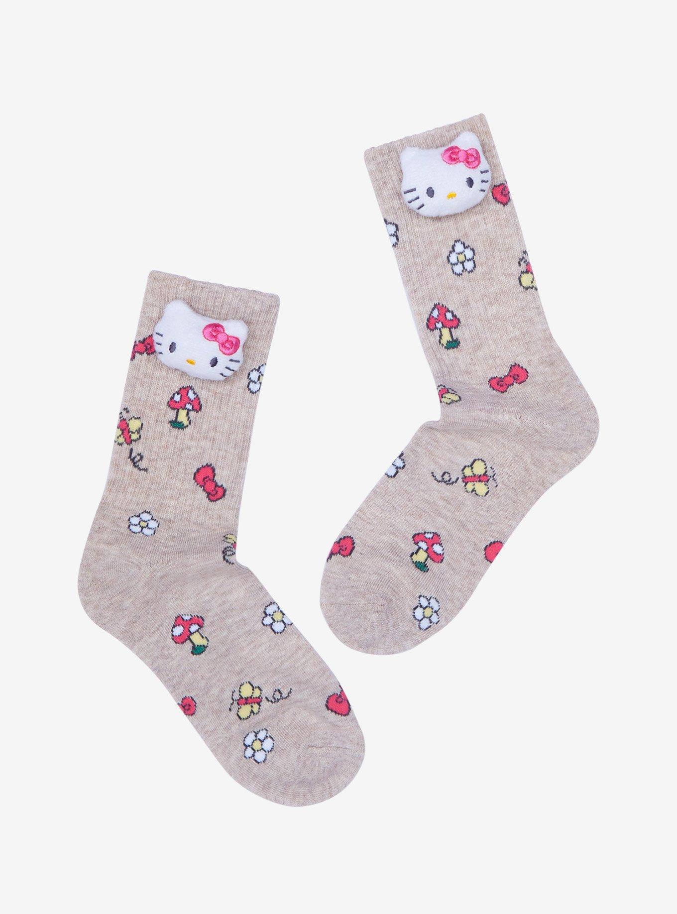 Hello Kitty Mushroom Plush Crew Socks, , hi-res
