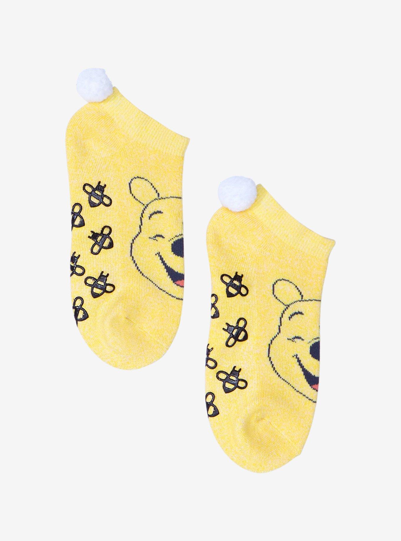 Disney Winnie The Pooh Honey Bees Pom No-Show Socks, , hi-res