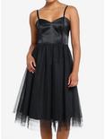 Cosmic Aura Black Corset Tulle Midi Dress, BLACK, hi-res