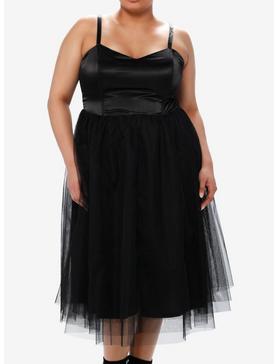 Plus Size Cosmic Aura Black Corset Tulle Midi Dress Plus Size, , hi-res