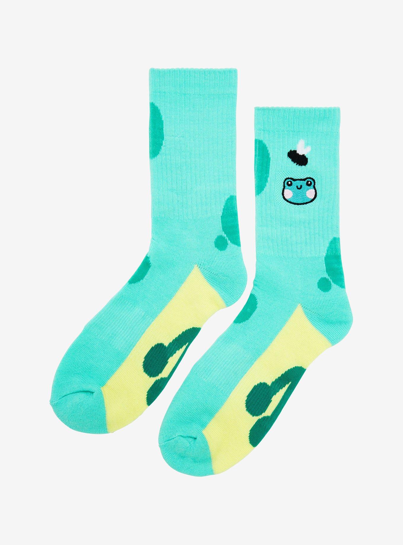 Kawaii Frog Crew Socks, , hi-res