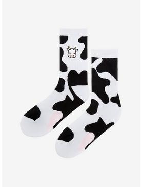 Cow Print Crew Socks, , hi-res