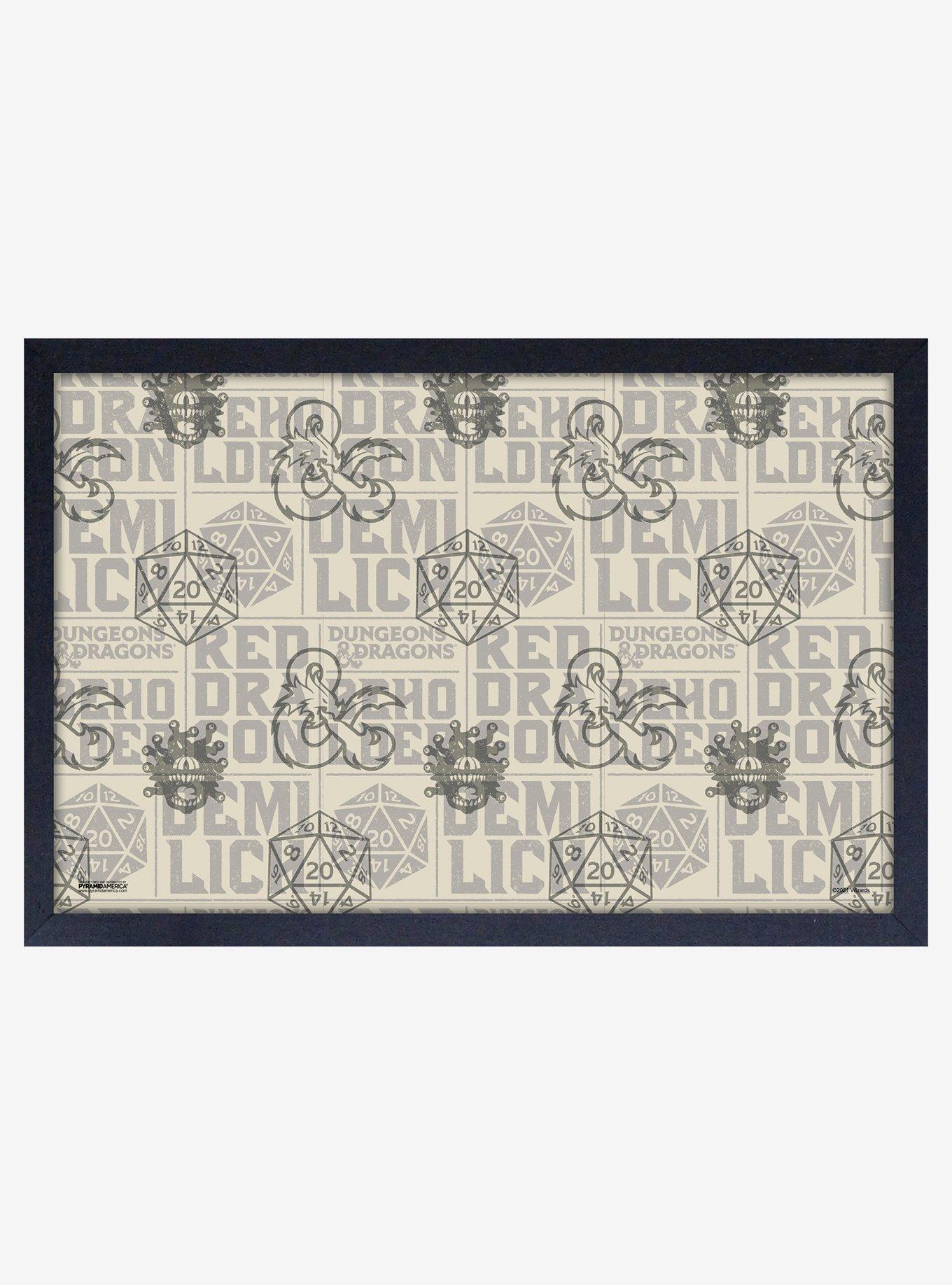 Dungeons & Dragons Dice Pattern Framed Wood Poster, , hi-res