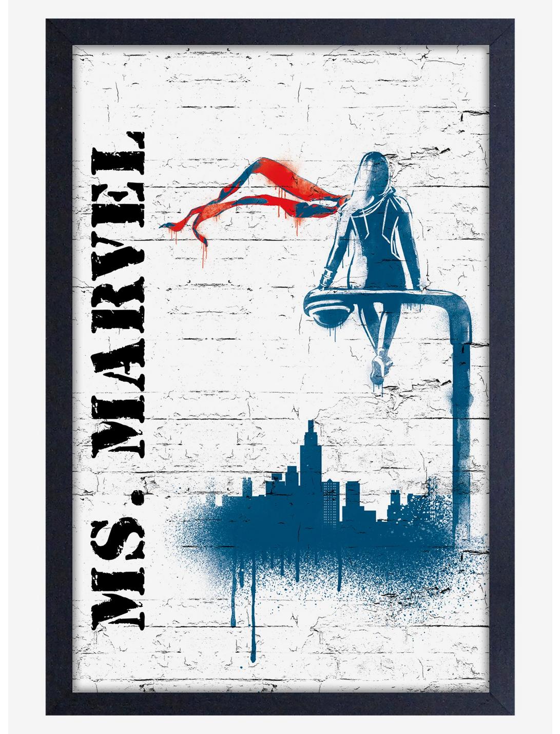 Marvel Ms. Marvel Stencil Framed Wood Poster, , hi-res