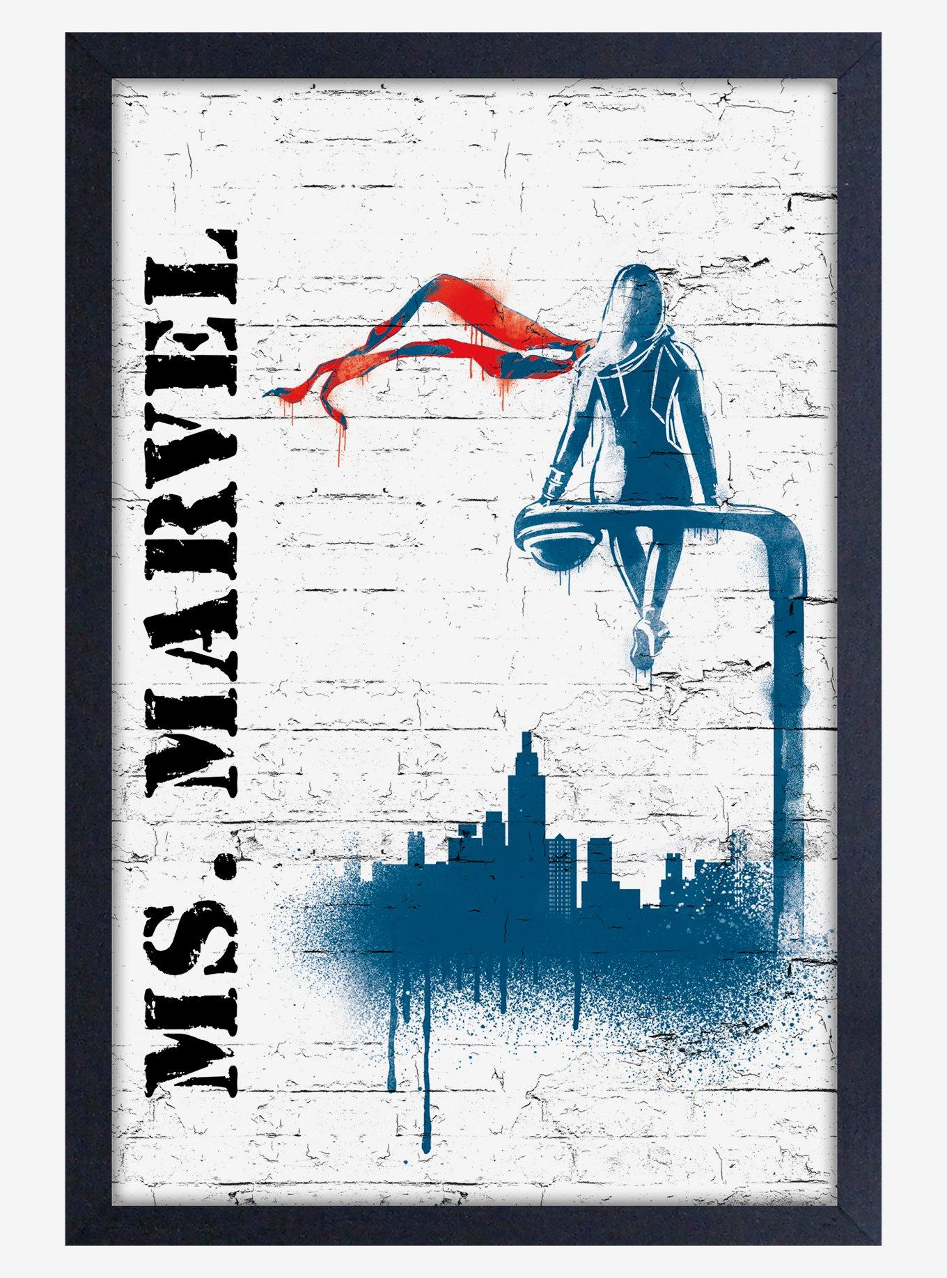 Marvel Ms. Marvel Stencil Framed Wood Poster, , hi-res