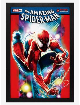 Marvel Spider-Man 60Th Ann Neon Framed Wood Poster, , hi-res