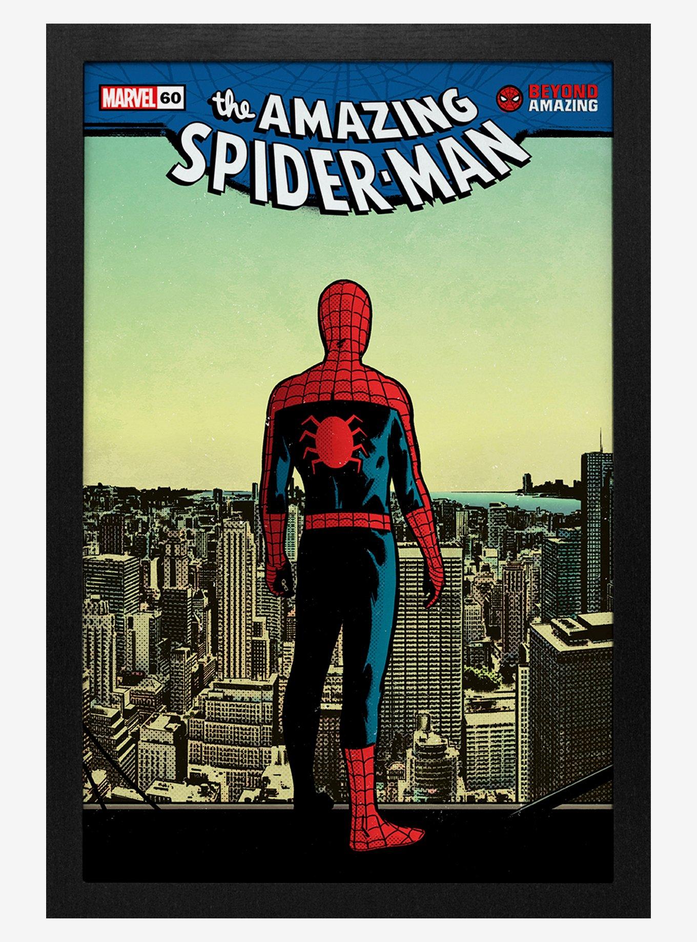 Marvel Spider-Man 60Th Ann Roof Framed Wood Poster, , hi-res