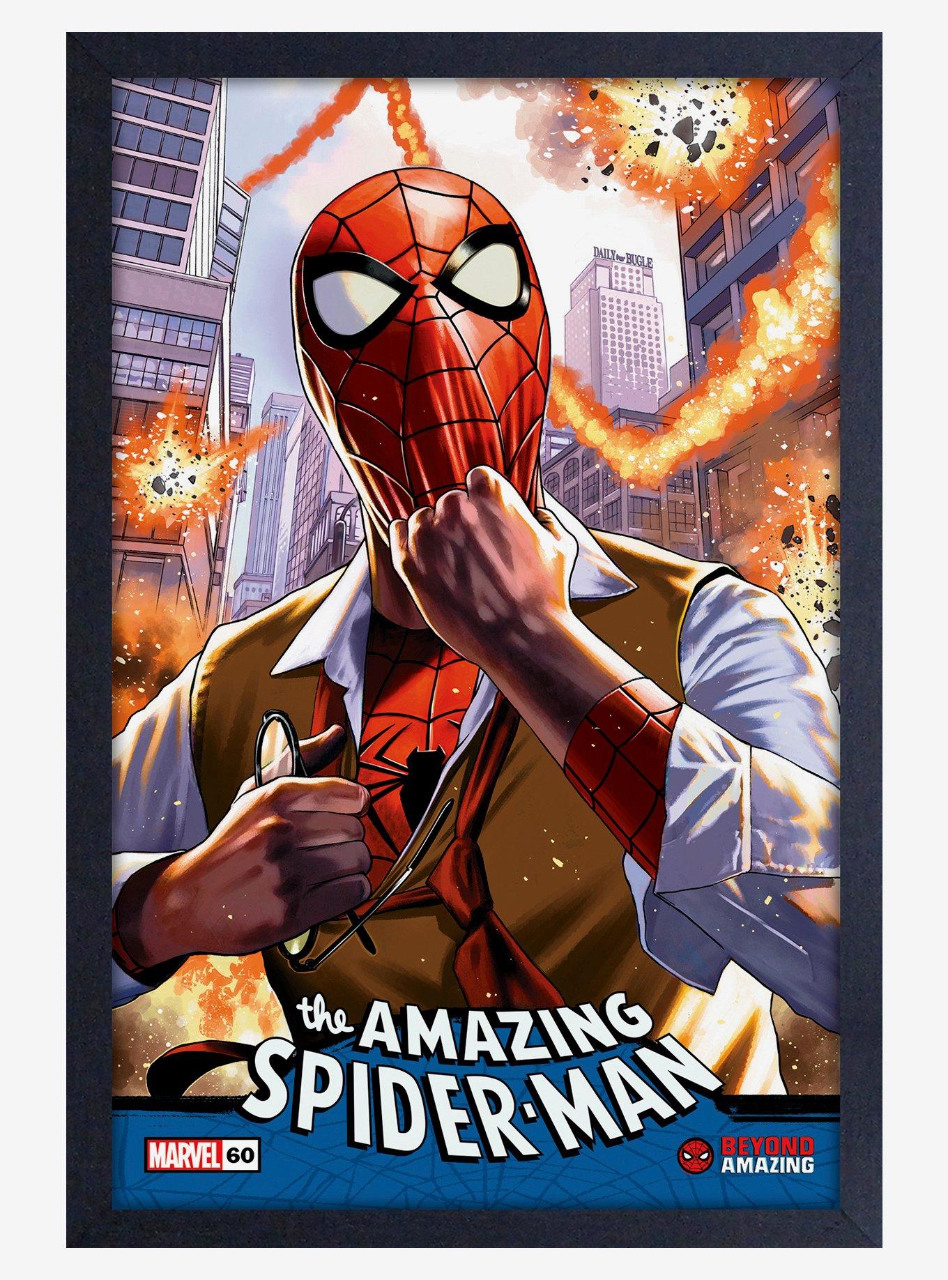 Marvel Spider-Man Saves The Day Framed Wood Poster, , hi-res