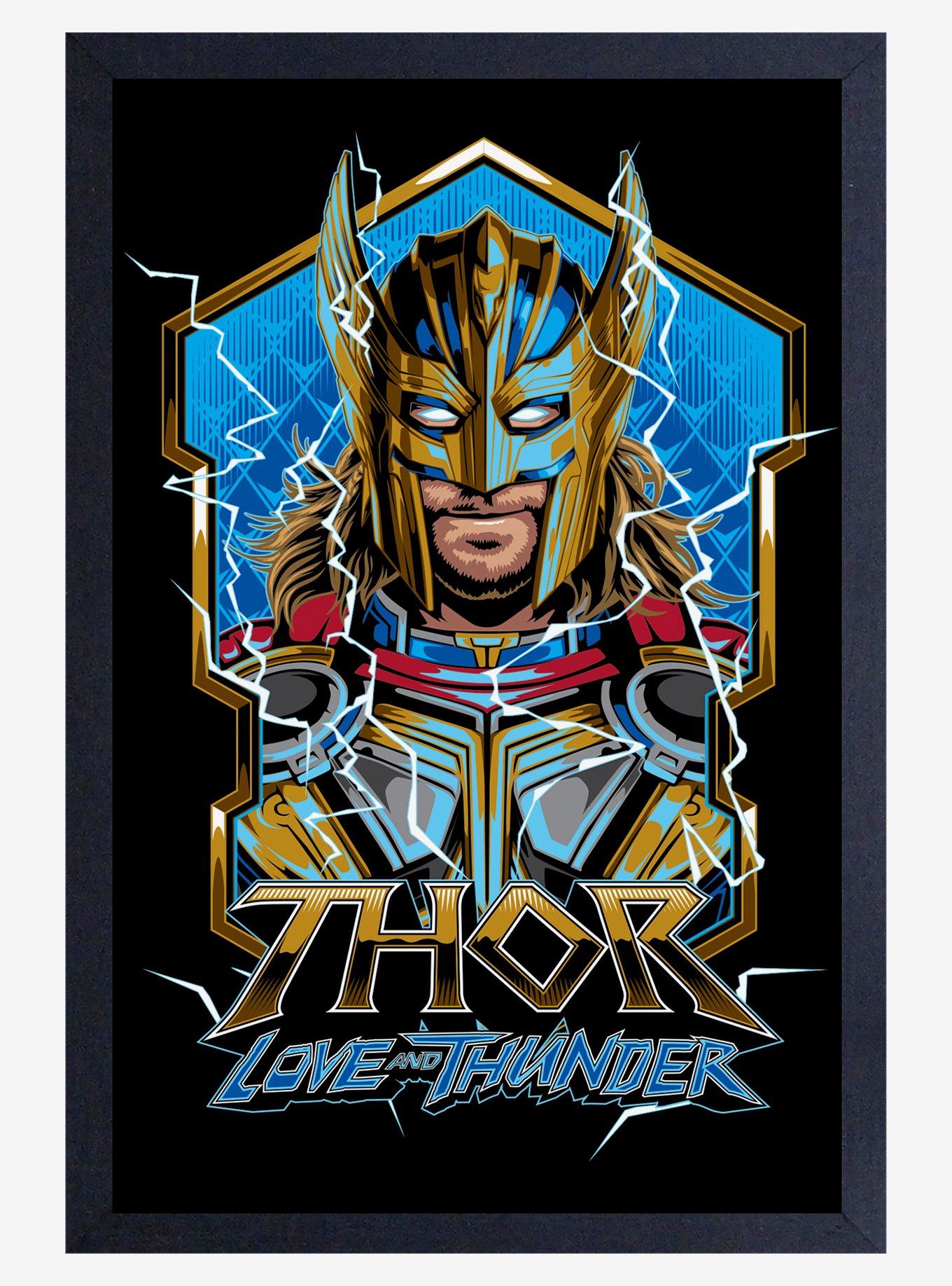 Marvel Thor Love And Thunder Masked Thor Framed Wood Poster, , hi-res