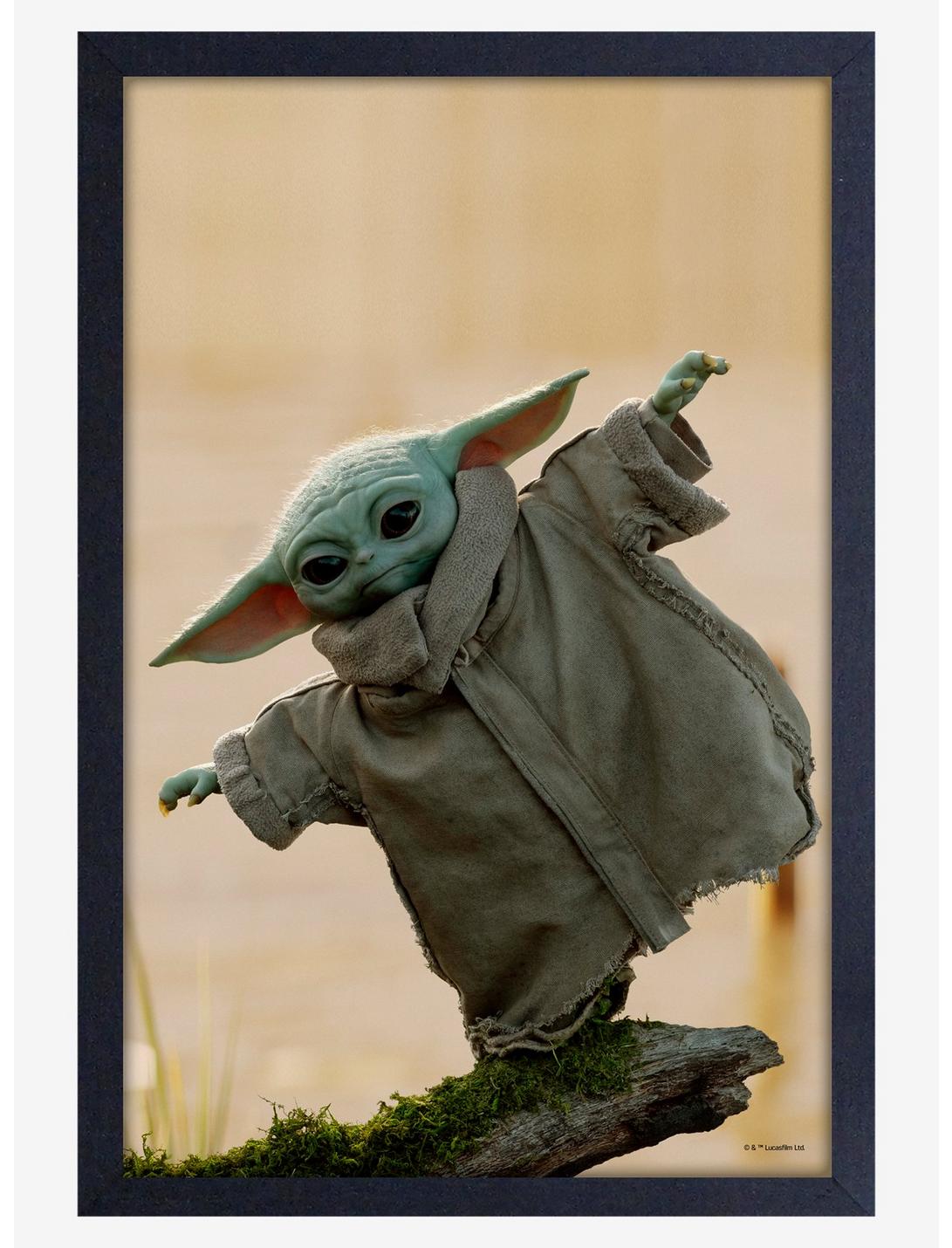 Star Wars Boba Fett Grogu Balance Framed Wood Poster, , hi-res