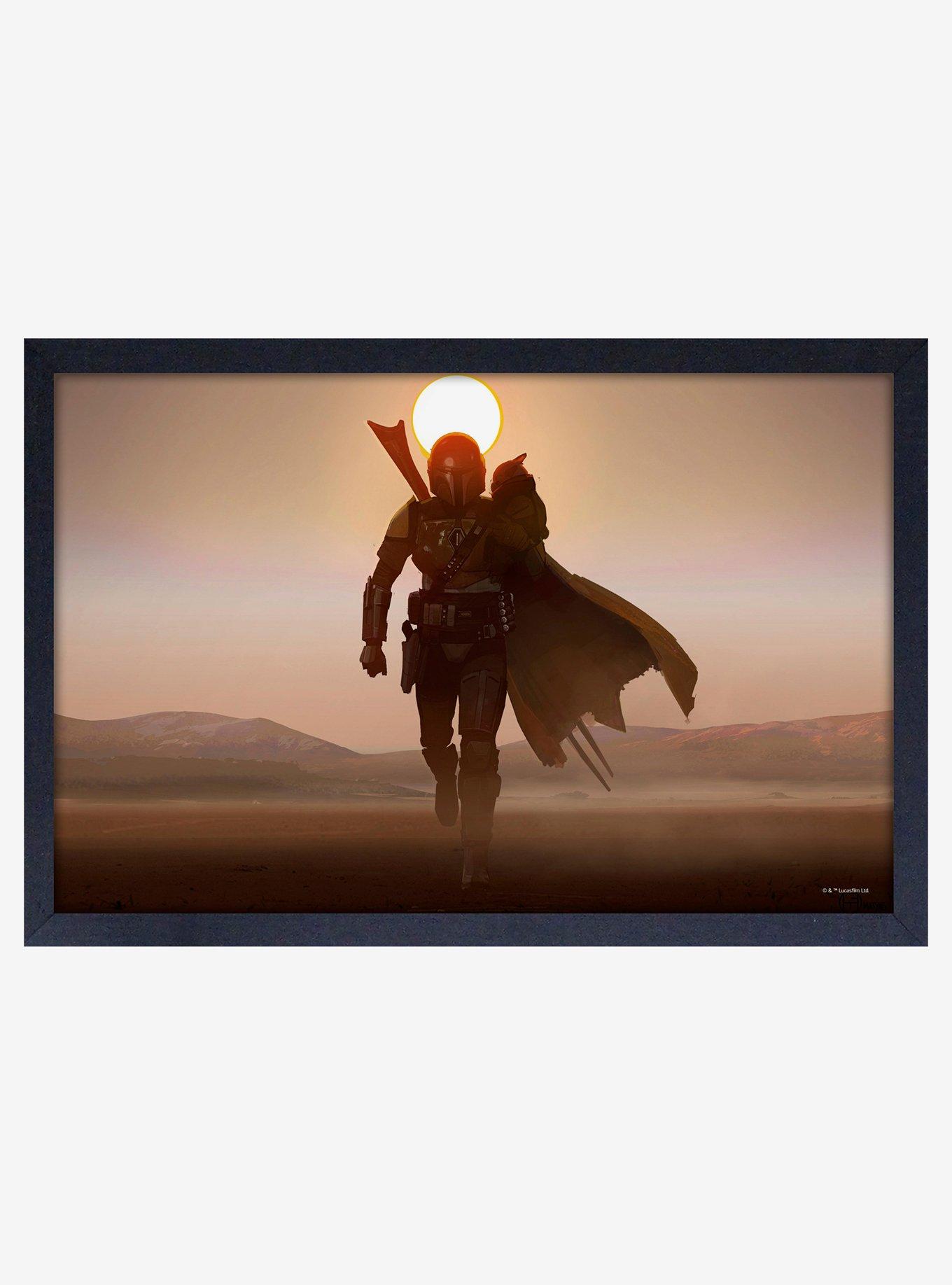 Star Wars Boba Fett Mando Desert Framed Wood Poster, , hi-res