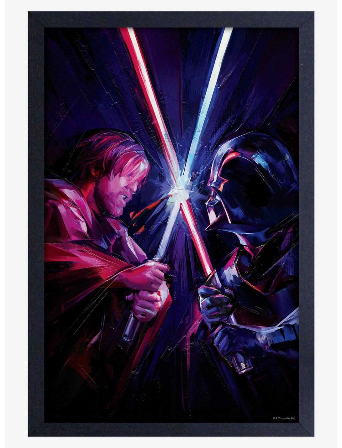 Star Wars Obi-Wan Clash Framed Wood Poster, , hi-res
