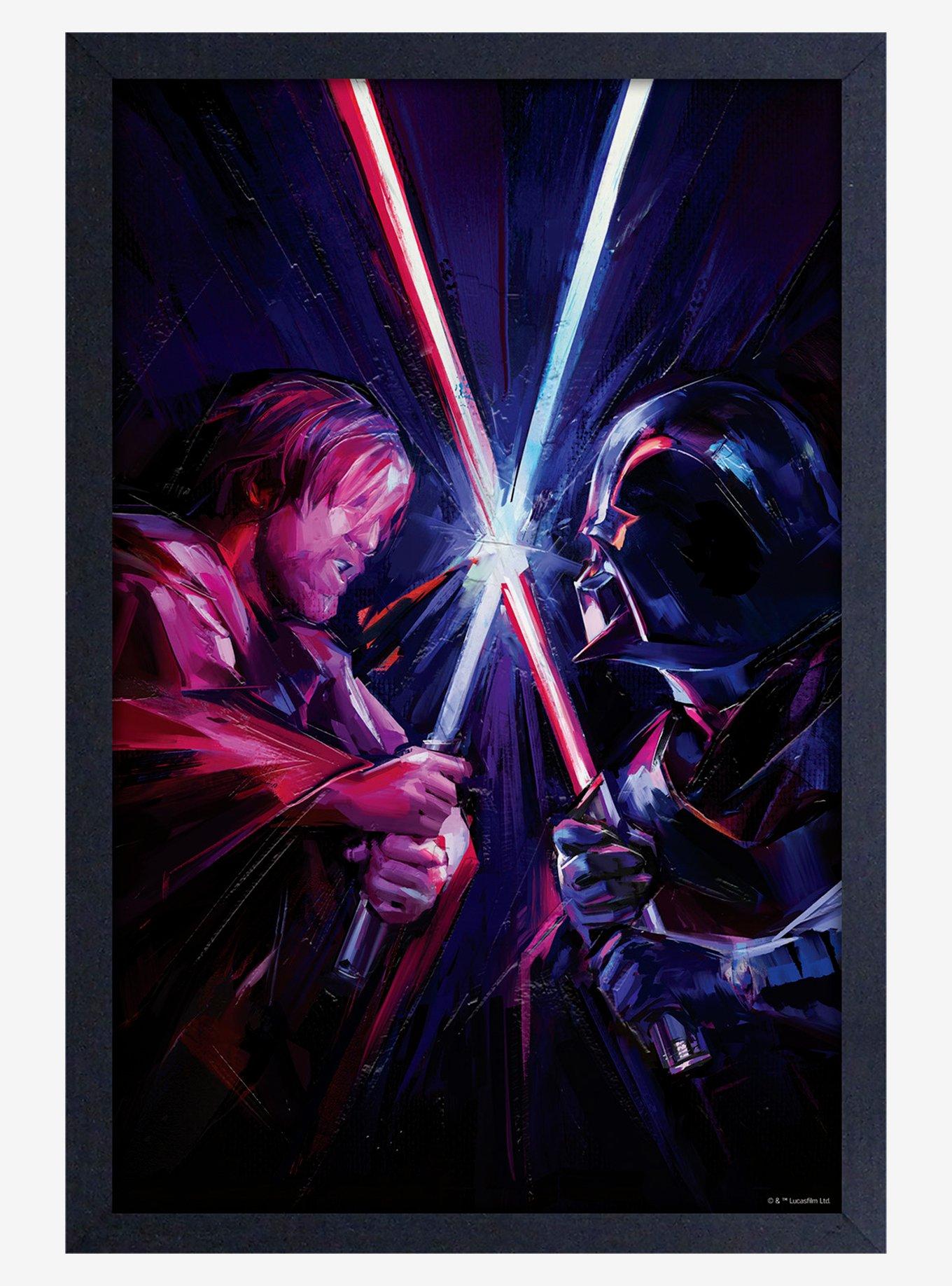 Star Wars Obi-Wan Clash Framed Wood Poster, , hi-res