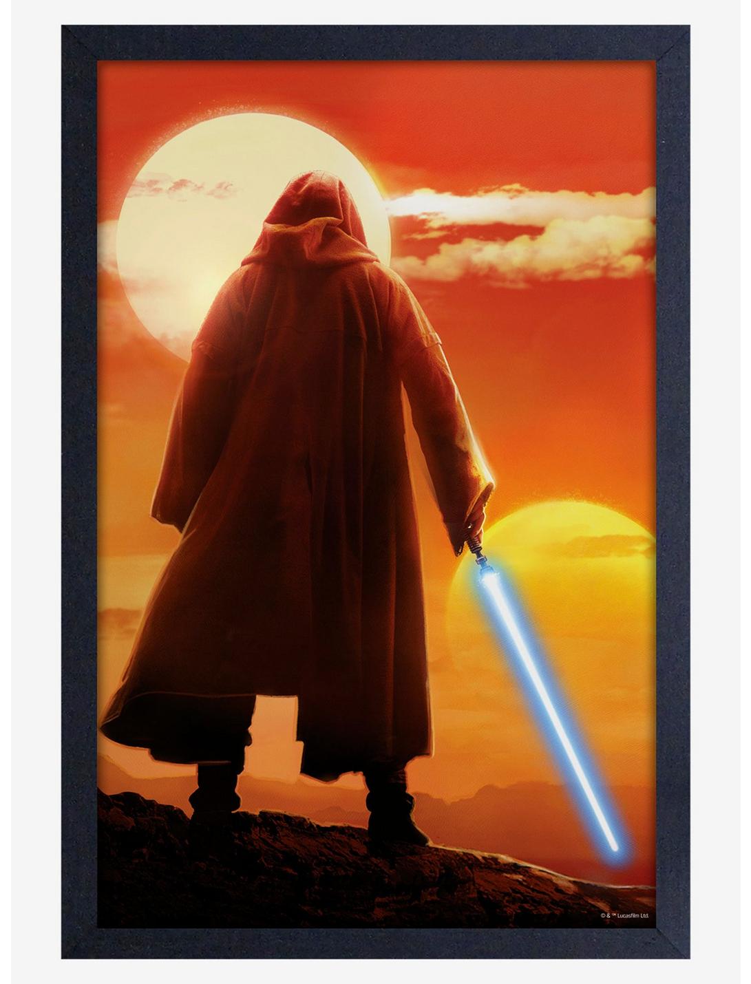 Star Wars Obi-Wan Sunset Saber Framed Wood Poster, , hi-res