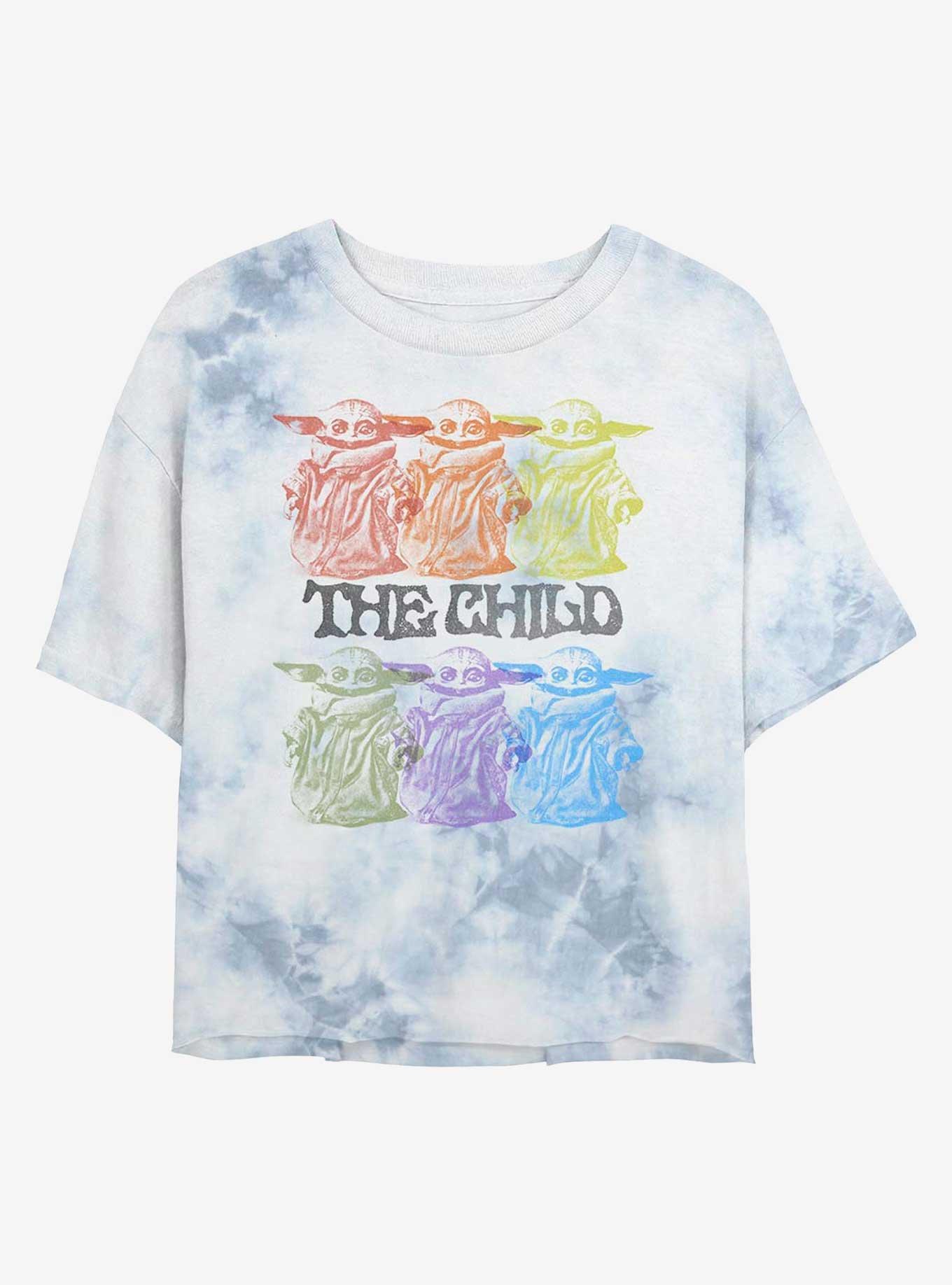 Star Wars The Mandalorian The Child Hexad Illusion Tie-Dye Womens Crop T-Shirt, WHITEBLUE, hi-res