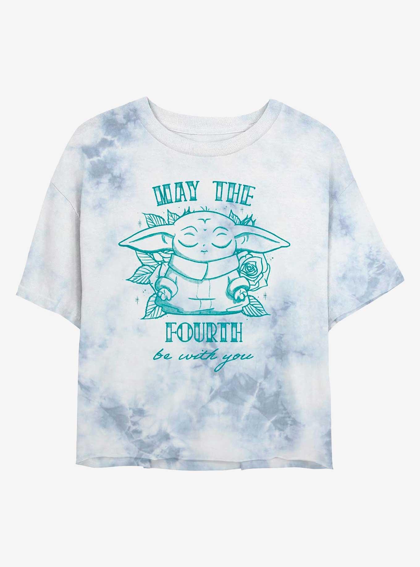 Star Wars The Mandalorian The Child May The Fourth Be With YouTie-Dye Womens Crop T-Shirt, WHITEBLUE, hi-res