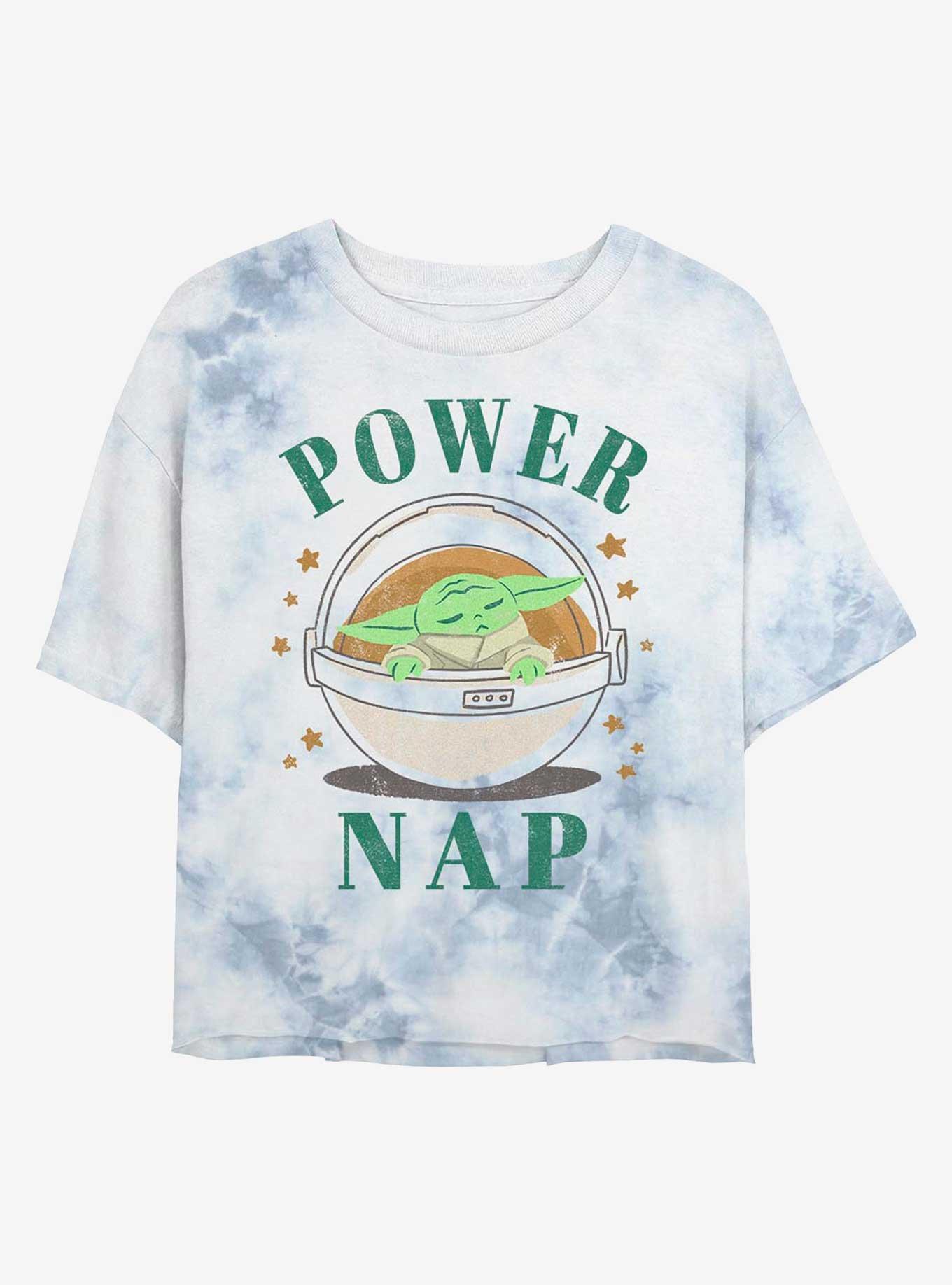 Star Wars The Mandalorian The Child Power Nap Tie-Dye Womens Crop T-Shirt, WHITEBLUE, hi-res