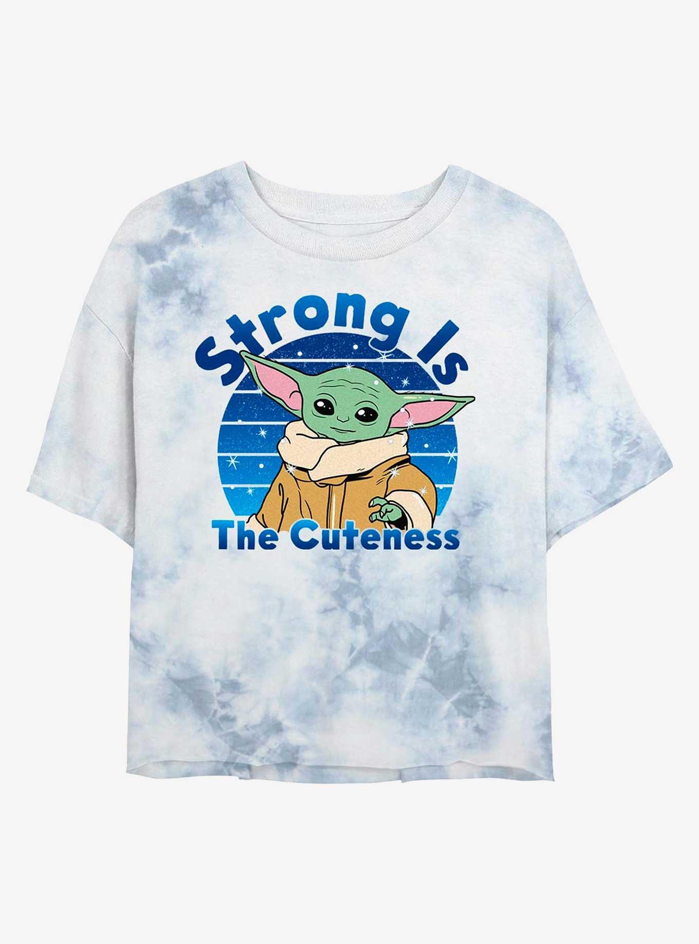 Star Wars The Mandalorian The Child Strong Is The Cuteness Tie-Dye Womens Crop T-Shirt, WHITEBLUE, hi-res