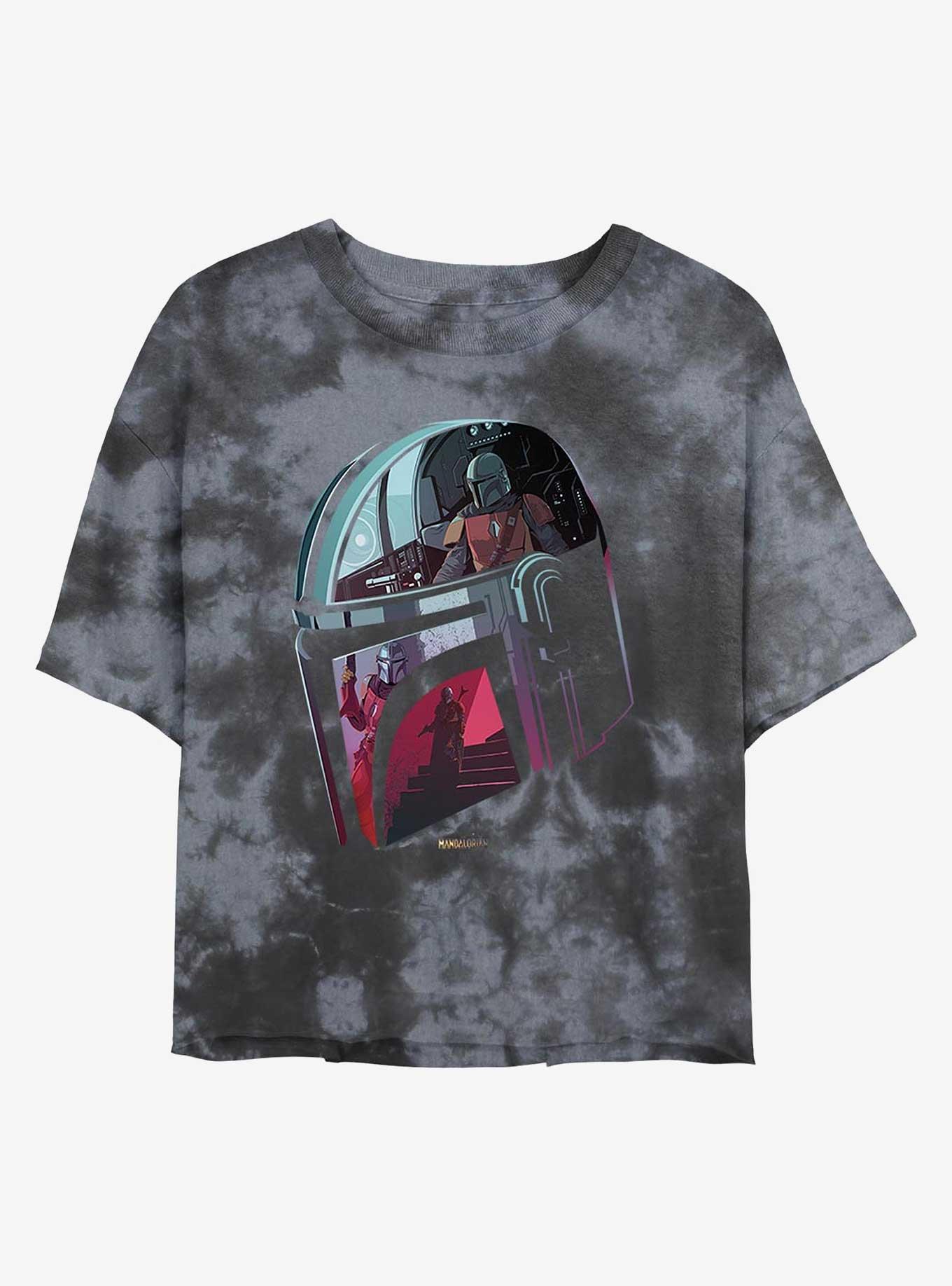 Star Wars The Mandalorian Helmet Reflection Tie-Dye Womens Crop T-Shirt, , hi-res
