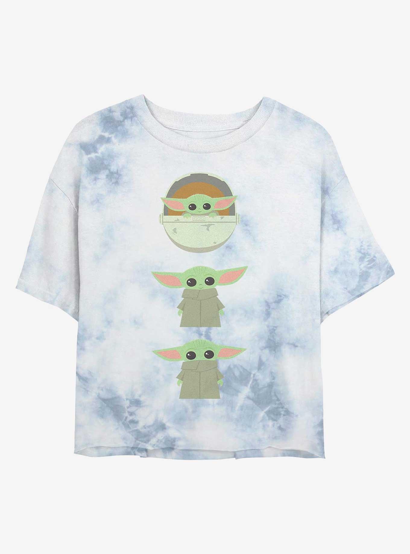 Star Wars The Mandalorian The Child Stack Tie-Dye Womens Crop T-Shirt, WHITEBLUE, hi-res