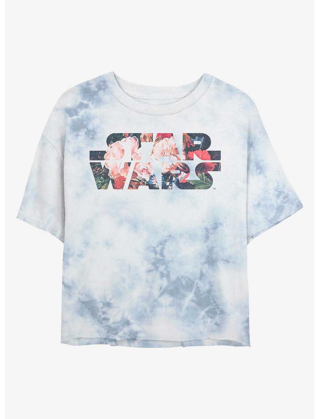 Star Wars Antique Flower Logo Tie-Dye Womens Crop T-Shirt, WHITEBLUE, hi-res