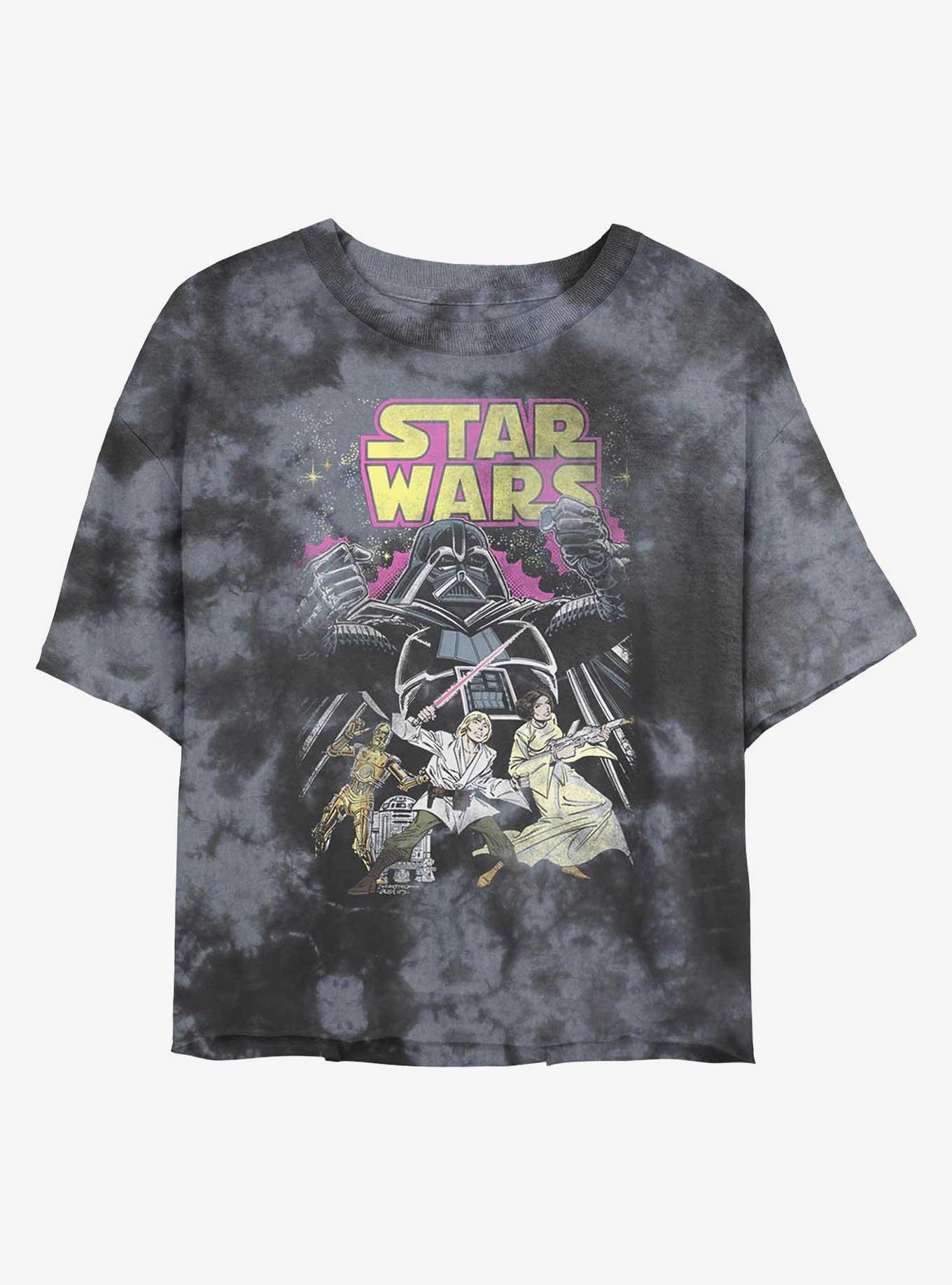 Star Wars Comic Wars Tie-Dye Womens Crop T-Shirt, BLKCHAR, hi-res