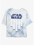 Star Wars Fighter Jets Star Banner Tie-Dye Womens Crop T-Shirt, WHITEBLUE, hi-res