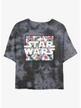 Star Wars Floral Box Logo Tie-Dye Womens Crop T-Shirt, BLKCHAR, hi-res